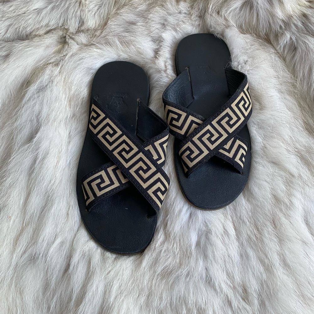 Versace Greca Logo Criss Cross Sandal Vintage 10
